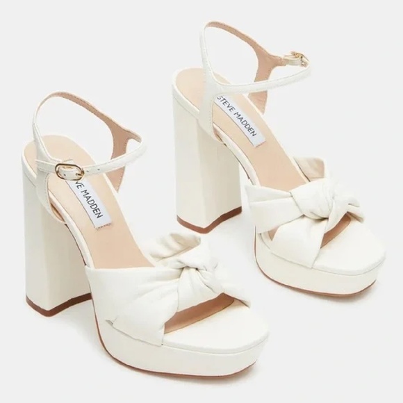 New Steve Madden "Lala" 9.5 Womens Platform Heel Ankle Strap Sandal w/Knot front - Picture 1 of 6